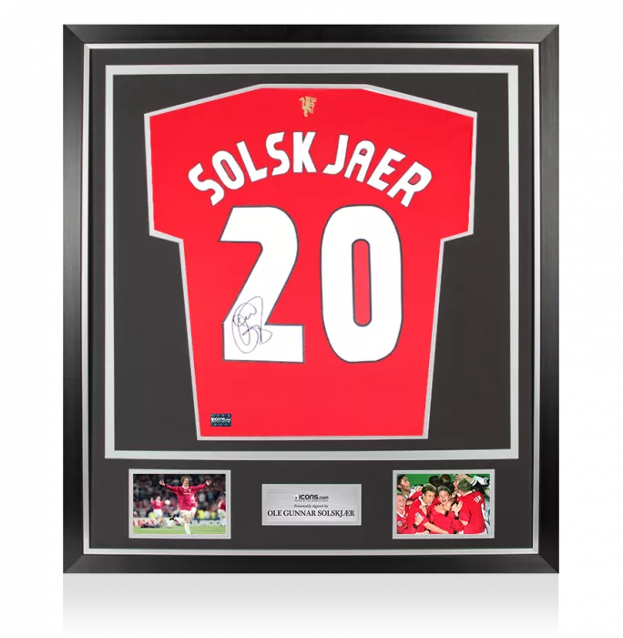icons Ole Gunnar Solskjaer Back Signed Manchester United 2021-22 Home Shirt In Classic Frame