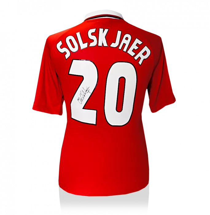 icons Ole Gunnar Solskjaer Back Signed Manchester United 1999 Home Shirt