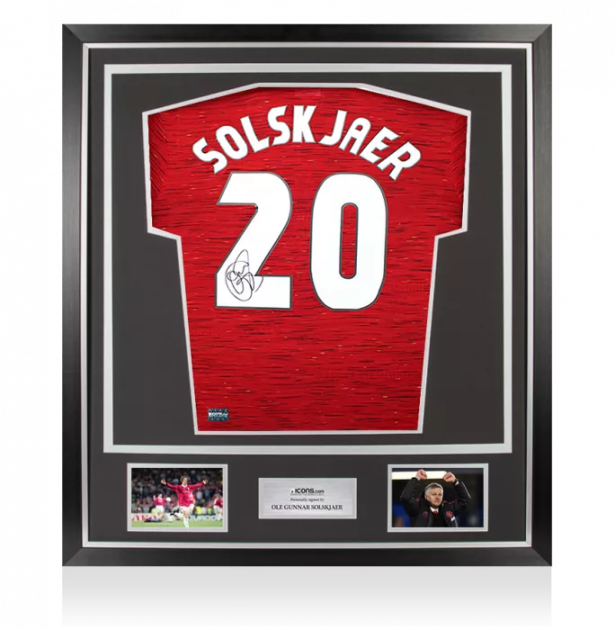 icons Ole Gunnar Solskjaer Signed Manchester United 2020-21 Home Shirt In Classic Frame