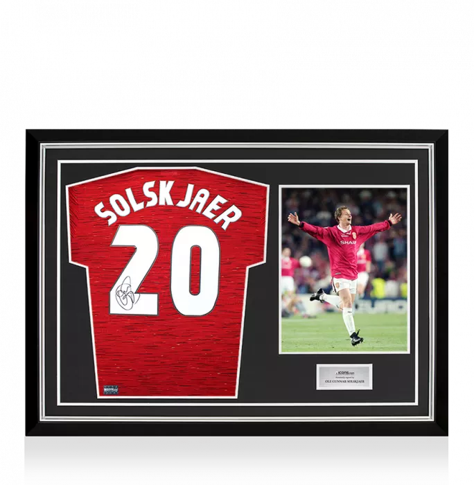 icons Ole Gunnar Solskjaer Signed Manchester United 2020-21 Home Shirt In Hero Frame: Option 1