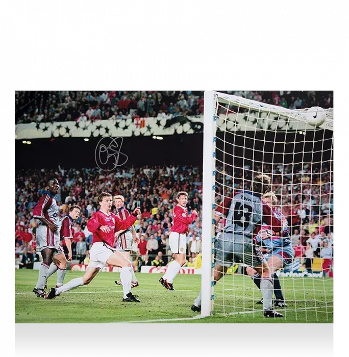 icons Ole Gunnar Solskjaer Signed Manchester United Photo: 1999 UEFA Champions League Final Goal