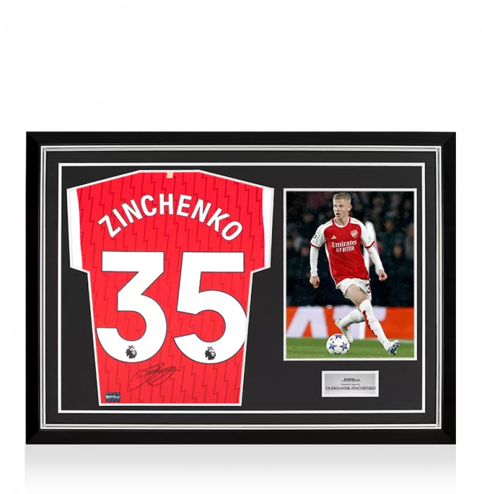 icons Oleksandr Zinchenko Back Signed Arsenal 2023-24 Home Shirt In Hero Frame: Option 1