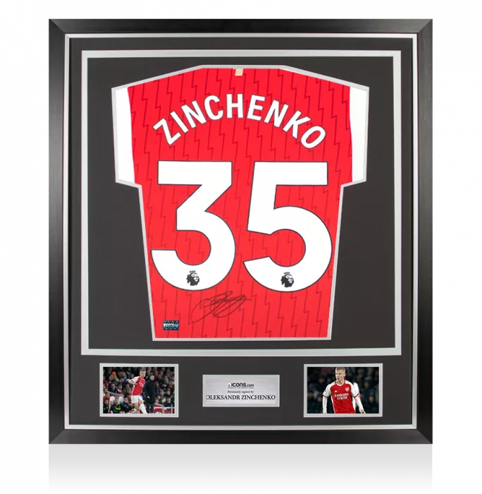 icons Oleksandr Zinchenko Back Signed Arsenal 2023-24 Home Shirt In Classic Frame