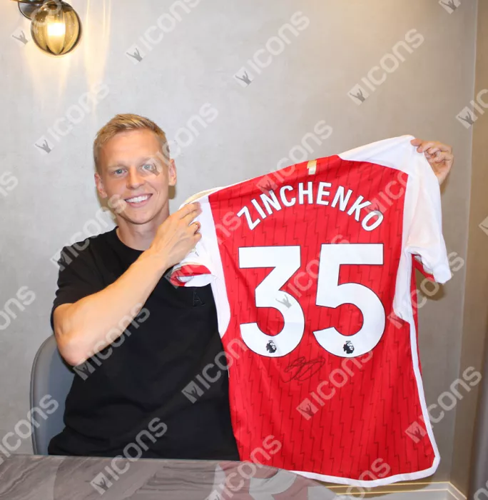 Icons Oleksandr Zinchenko Official UEFA Champions League Back Signed And Framed Arsenal 2023-24 Home Shirt