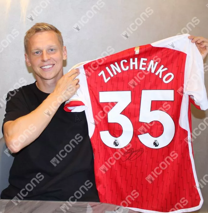 Icons Oleksandr Zinchenko Official UEFA Champions League Back Signed And Hero Framed Arsenal 2023-24 Home Shirt