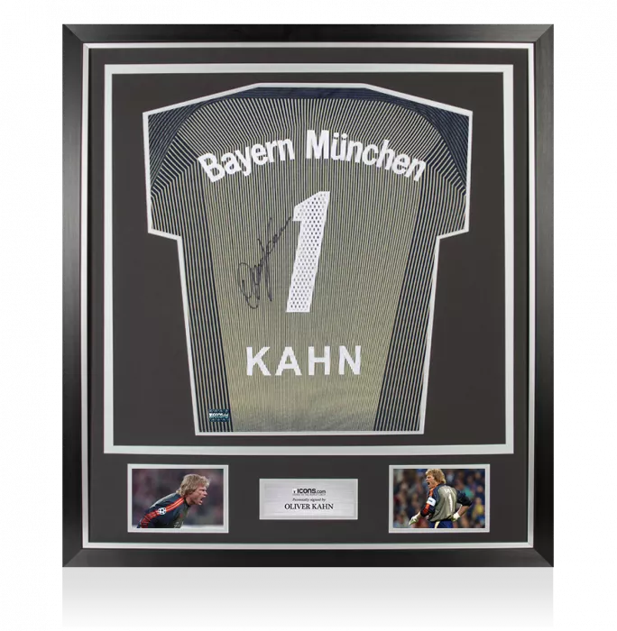 icons Oliver Kahn Back Signed FC Bayern Munich 2003-04 Goalkeeper Shirt In Classic Frame