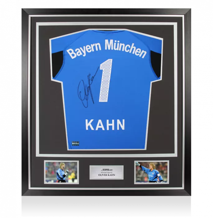 icons Oliver Kahn Back Signed FC Bayern Munich 2004-05 Goalkeeper Shirt In Classic Frame