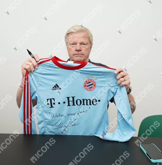 Icons Oliver Kahn Back Signed FC Bayern Munich 2008 Goalkeeper Shirt - Weiter Immer Weiter Inscription In Classic Frame