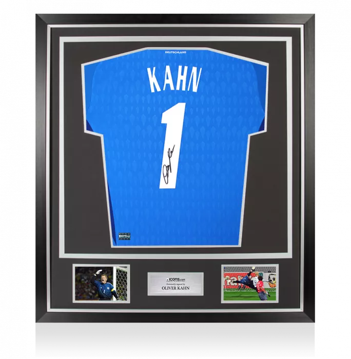 icons Oliver Kahn Back Signed Germany 2023 Goalkeeper Shirt In Classic Frame