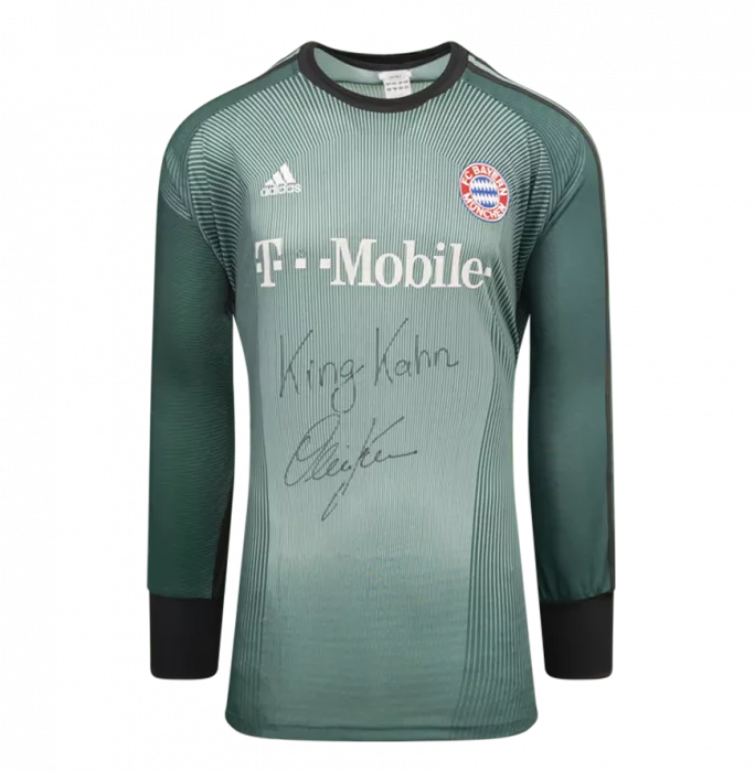 Icons Oliver Kahn Front Signed FC Bayern Munich 2003-04 Goalkeeper Shirt - King Kahn Inscription In Classic Frame