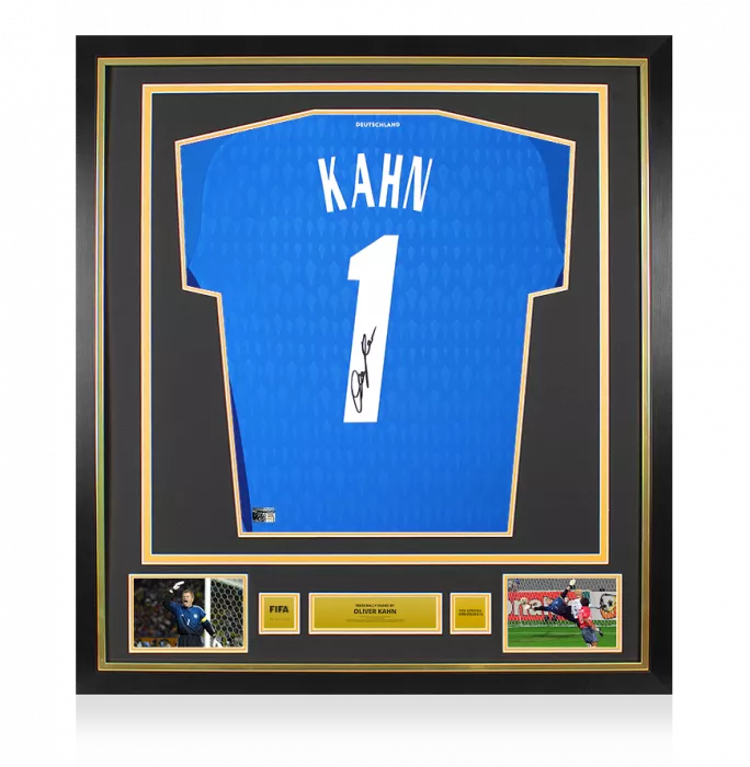icons Oliver Kahn Official FIFA World Cup™ Back Signed and Framed Germany 2023 Goalkeeper Shirt