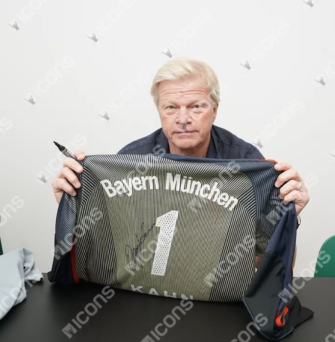 Icons Oliver Kahn Official UEFA Champions League Back Signed And Framed FC Bayern Munich 2003-04 Goalkeeper Shirt