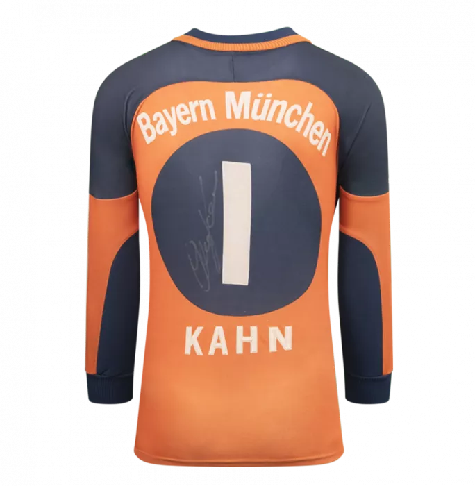 Icons Oliver Kahn Official UEFA Champions League Back Signed And Hero Framed FC Bayern Munich 2000-01 Goalkeeper Shirt