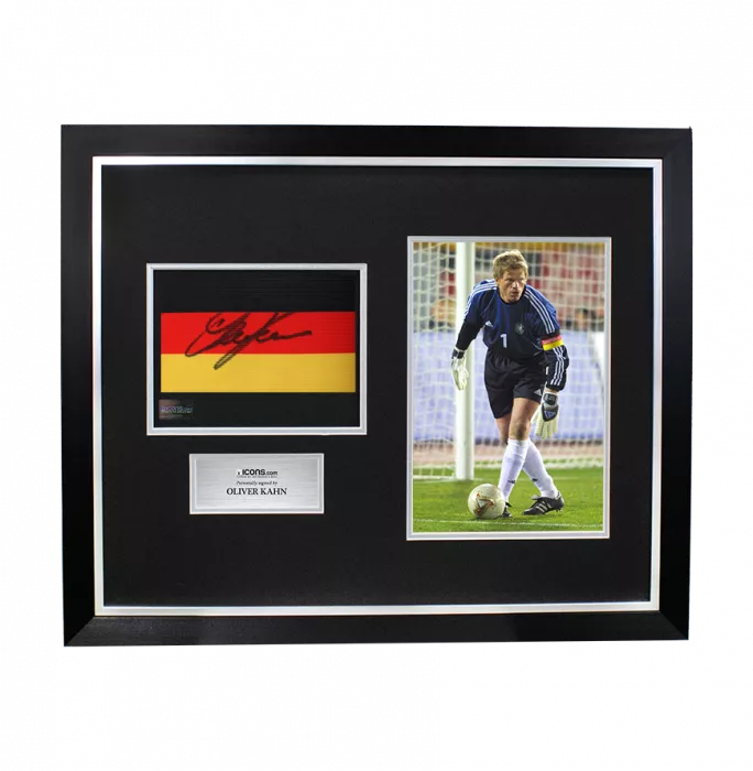icons Oliver Kahn Signed and Framed Germany Captain's Armband