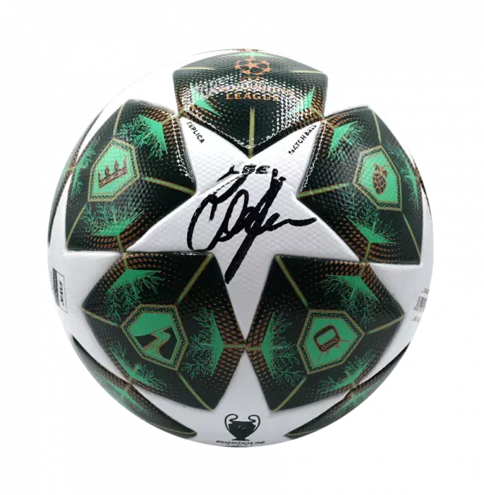 Icons Oliver Kahn Signed UEFA Champions League Ball In Acrylic Case