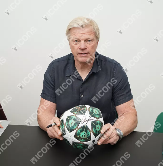 Icons Oliver Kahn Signed UEFA Champions League Ball In Acrylic Case