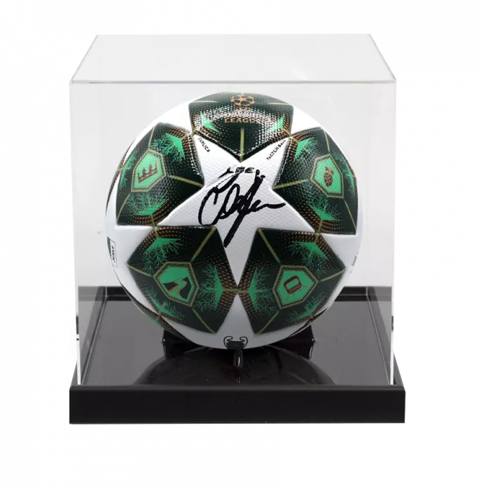 icons Oliver Kahn Signed UEFA Champions League Ball In Acrylic Case