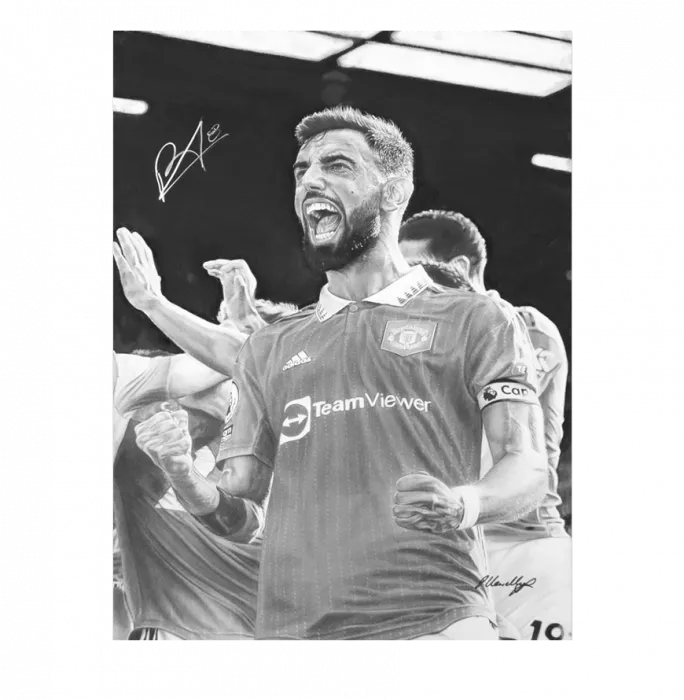 Icons Original Bruno Fernandes Signed And Premium Framed Tribute Artwork