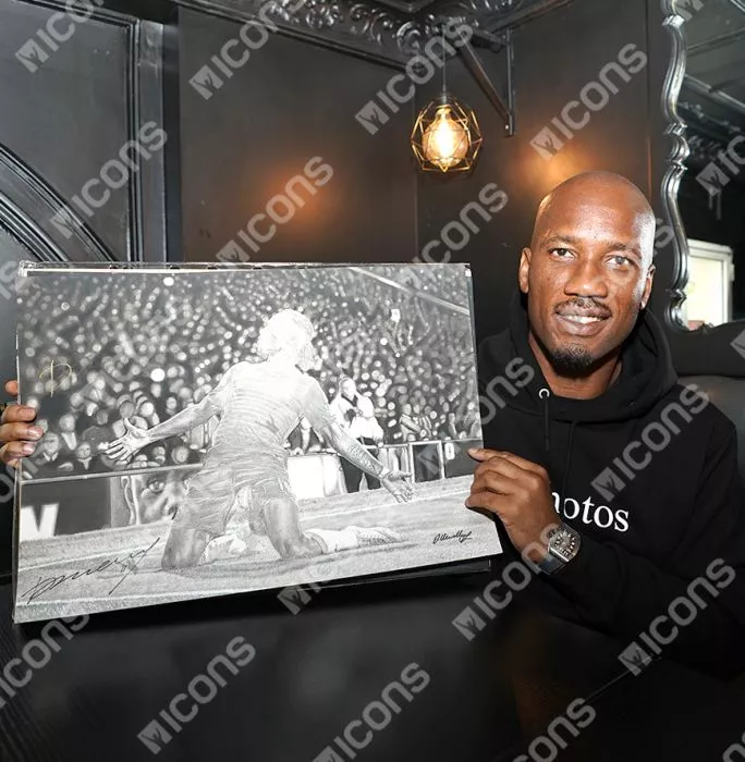 Icons Original Didier Drogba Signed And Premium Framed Tribute Artwork: Chelsea Legend