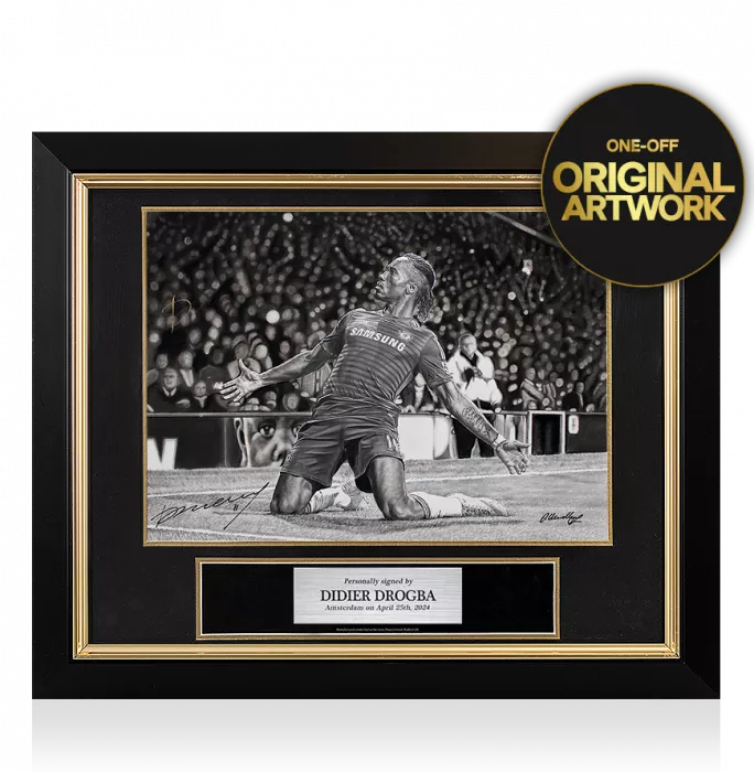 icons Original Didier Drogba Signed and Premium Framed Tribute Artwork: Chelsea Legend