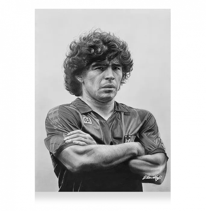 Icons Original Diego Maradona Signed And Framed Tribute Artwork: FC Barcelona Icon