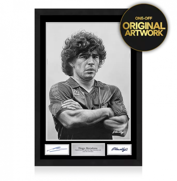 Icons Original Diego Maradona Signed And Framed Tribute Artwork: FC Barcelona Icon