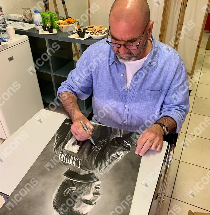 Icons Original Eric Cantona Signed And Premium Framed Tribute Artwork: Manchester United Legend