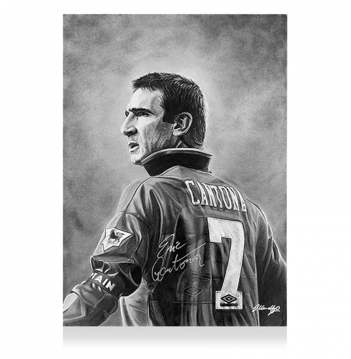 Icons Original Eric Cantona Signed And Premium Framed Tribute Artwork: Manchester United Legend