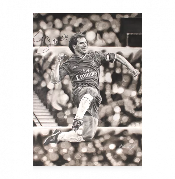 Icons Original Gianfranco Zola Signed Tribute Artwork: Chelsea Legend