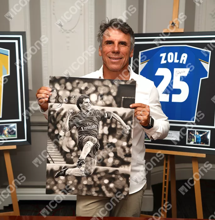 Icons Original Gianfranco Zola Signed Tribute Artwork: Chelsea Legend