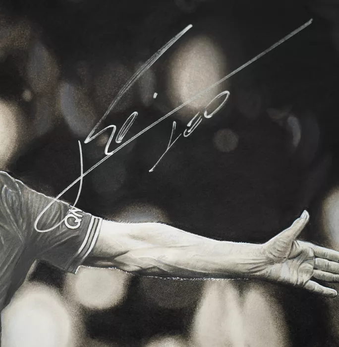 Icons Original Lionel Messi Official Signed And Premium Framed Tribute Artwork: UCL Goal Vs Manchester City