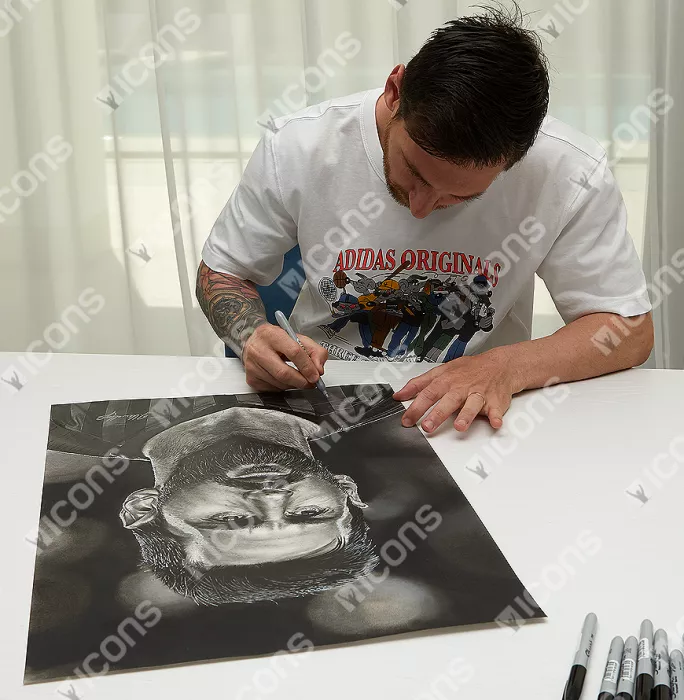Icons Original Lionel Messi Official Signed And Premium Framed Tribute Artwork: Barca Legend