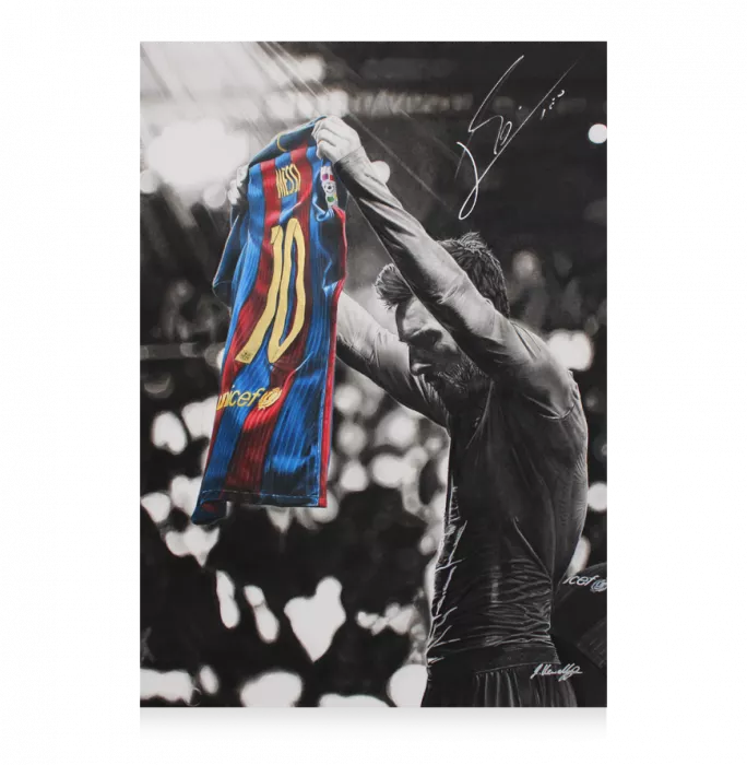 Icons Original Lionel Messi Official Signed Tribute Artwork: FC Barcelona Legend