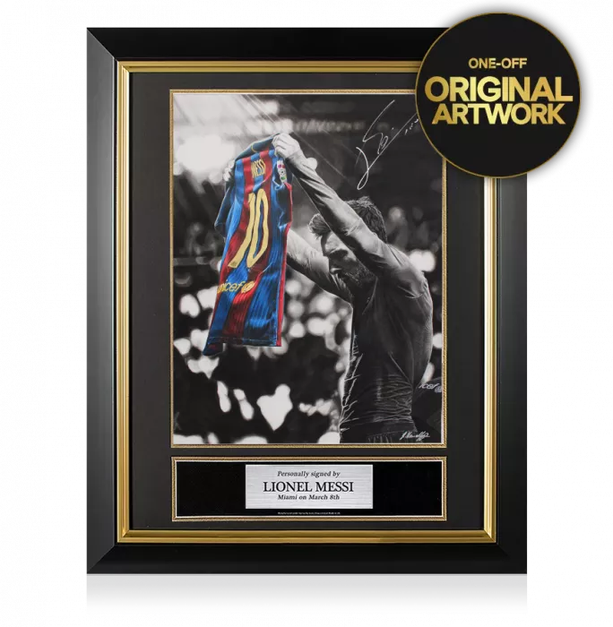icons Original Lionel Messi Official Signed Tribute Artwork: FC Barcelona Legend