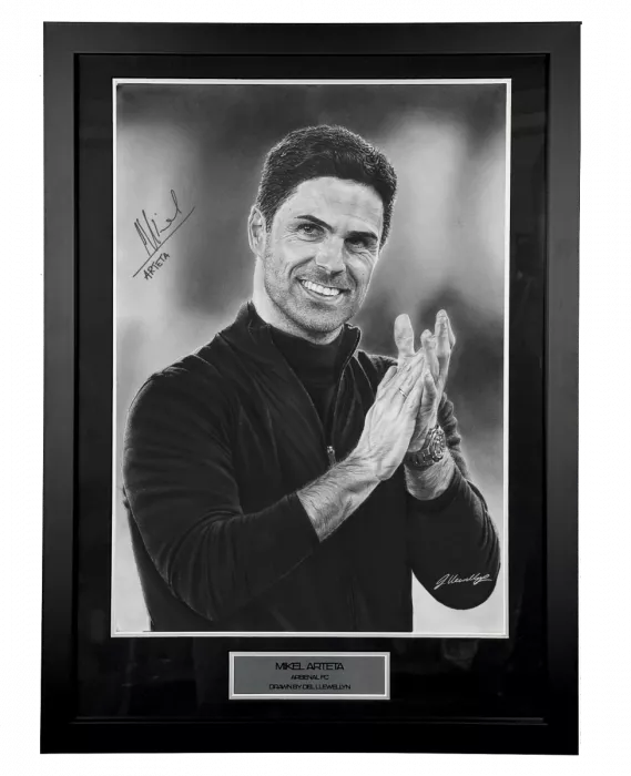 icons Original Mikel Arteta Signed and Framed Tribute Artwork