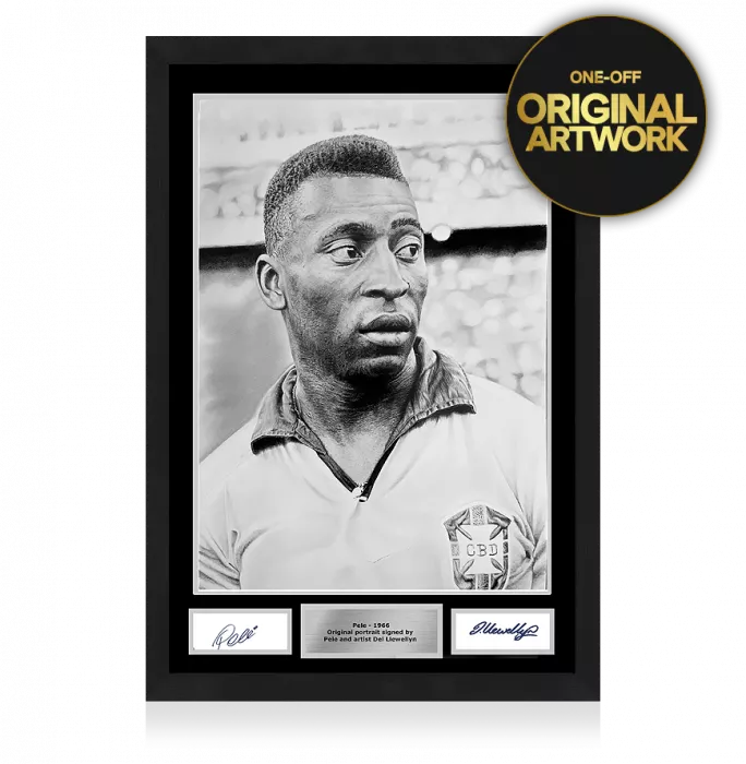 Icons Original Pele Signed And Framed Tribute Artwork: Brazil Icon