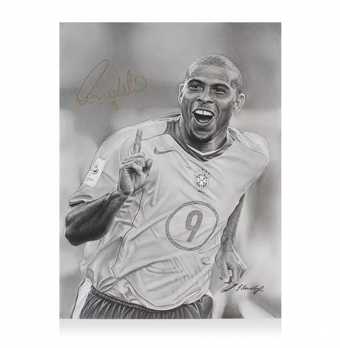 Icons Original Ronaldo Signed And Premium Framed Tribute Artwork