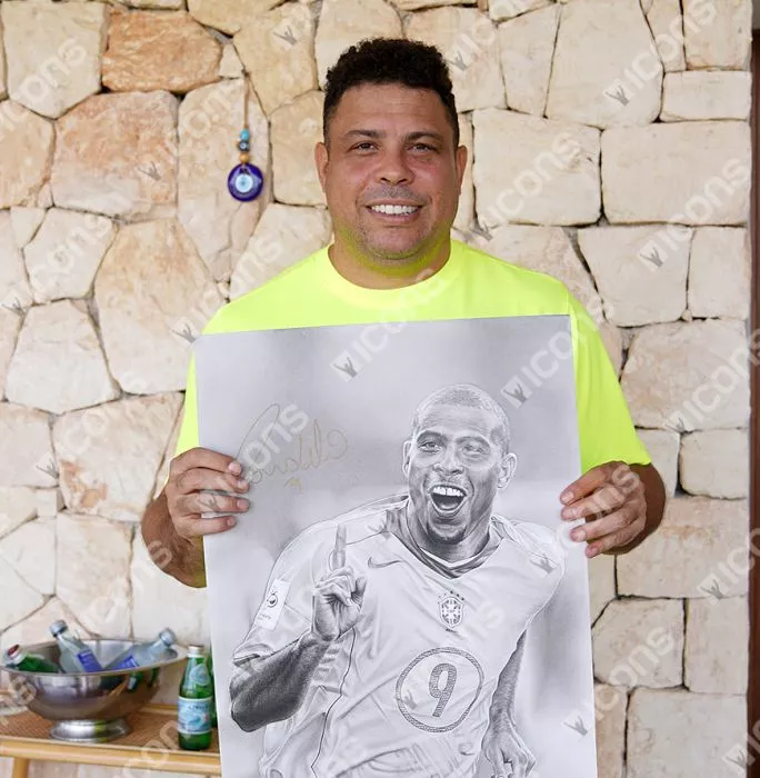 Icons Original Ronaldo Signed And Premium Framed Tribute Artwork