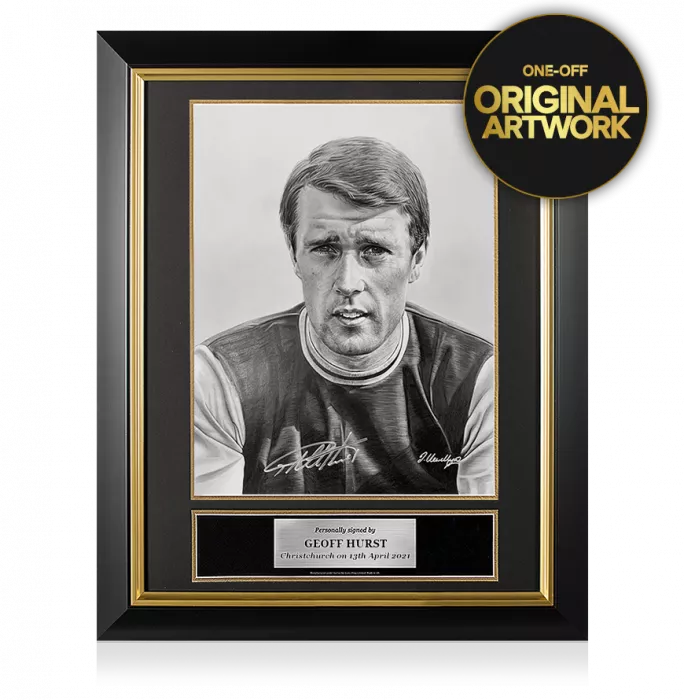 icons Original Sir Geoff Hurst Signed and Premium Framed Tribute Artwork: West Ham United Legend
