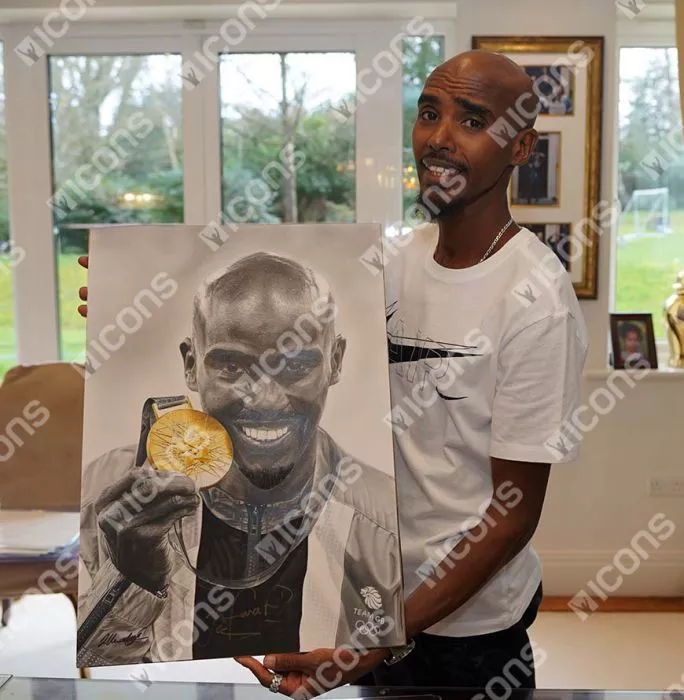 Icons Original Sir Mo Farah Signed And Premium Framed Tribute Artwork: Gold Medallist
