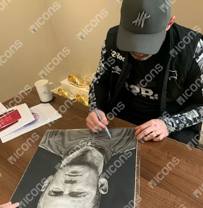 Icons Original Wayne Rooney Signed And Premium Framed Tribute Artwork: English Football Icon
