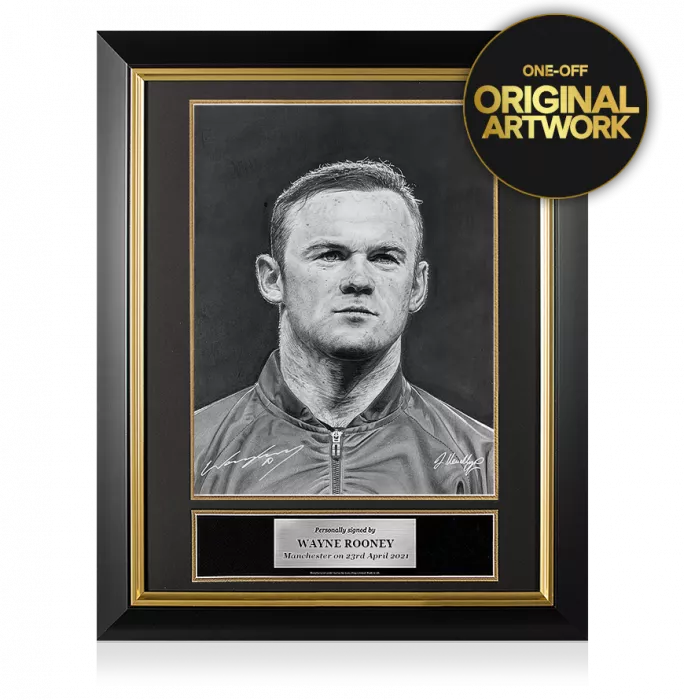 icons Original Wayne Rooney Signed and Premium Framed Tribute Artwork: English Football Icon