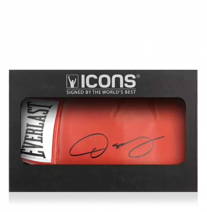 icons Oscar De La Hoya Signed Everlast Red Boxing Glove In Deluxe Packaging