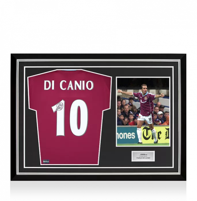 icons Paolo Di Canio Back Signed West Ham United 2000 Home Shirt In Hero Frame: Option 1