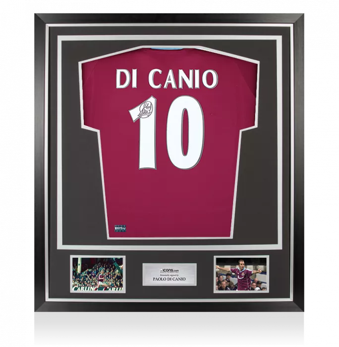icons Paolo Di Canio Back Signed West Ham United 2000 Home Shirt In Classic Frame