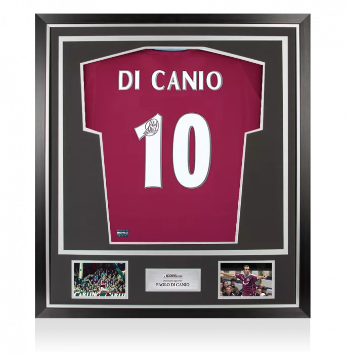 icons Paolo Di Canio Back Signed West Ham United 2000 Home Shirt In Classic Frame