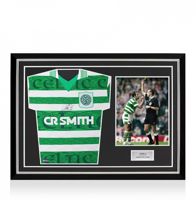 icons Paolo Di Canio Front Signed Celtic 1996 Home Shirt In Hero Frame: Option 1