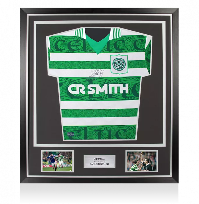 icons Paolo Di Canio Front Signed Celtic 1996 Home Shirt In Classic Frame