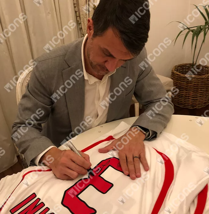 Icons Paolo Maldini & Filippo Inzaghi Signed AC Milan Away Shirts In Classic Dual Frame
