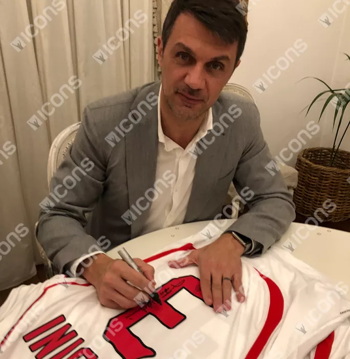 Icons Paolo Maldini & Filippo Inzaghi Signed AC Milan Away Shirts In Classic Dual Frame